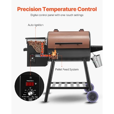 VEVOR Wood Pellet Grill Smoker, 8 In 1 BBQ Grills For Outdoor Cooking, 456 Square Inches Cook Area Electric Grill, 500°F Max Temperature, Black 3 VEVOR Wood Pellet Grill Smoker, 8 In 1 BBQ Grills For Outdoor Cooking, 456 Square Inches Cook Area Electric Grill, 500°F Max Temperature, Black - Image 3