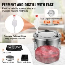 VEVOR Alcohol Still, 3 Gal / 11.4 L Stainless Steel Water Alcohol Distiller With Coil Cooling, Home Brewing Refining Fermentation Kit, Silver -Aesthtic Interiors GUEST 620e4cbb 0d9a 4200 bb83 05fd6db3b634