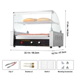 VEVOR Hot Dog Roller, 11 Rollers 30 Hot Dogs Capacity, 1650W Stainless Sausage Grill Cooker Machine With Dual Temp Control Glass Hood Acrylic Cover -Aesthtic Interiors GUEST 623d6803 9ce7 4a2a a795 5d68e7aacecd