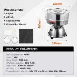 VEVOR Automatic Electric Vibrating Sieve, Stainless Steel Sifter Shaker Machine With 10+60 Mesh, 45W Automatic Powder Sifter Machine Countertop -Aesthtic Interiors GUEST 6247e3fa 0ce4 4fd7 b261 555239d24f2d