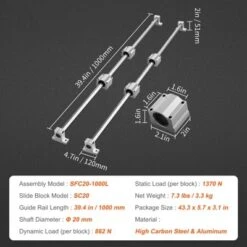 VEVOR Linear Guide Set, SFC20 1000mm, Comes With Two 39.4 In/1000 Mm SFC20 Guides, Four SC20 Slide Blocks, And Four Guide Supports,silver -Aesthtic Interiors GUEST 625633ab afc2 4fa4 8816 b574c77386b0