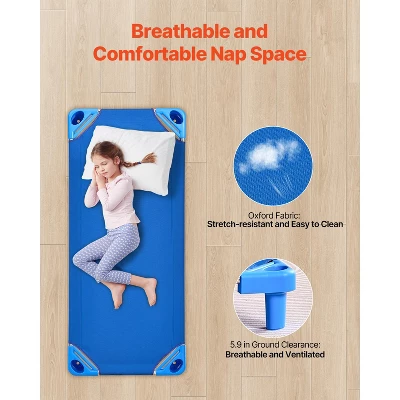 VEVOR Stackable Kiddie Cot,Pack Of 6, Portable Toddler Nap Cots, Standard Size 52" L X 23" W Daycare Cots For Kids,Preschool Classroom Daycare Beds 4 VEVOR Stackable Kiddie Cot,Pack Of 6, Portable Toddler Nap Cots, Standard Size 52" L X 23" W Daycare Cots For Kids,Preschool Classroom Daycare Beds - Image 4