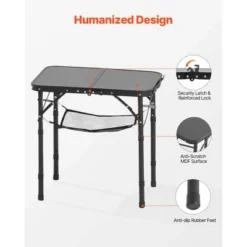 VEVOR Folding Camping Table, Adjustable Height Portable Side Tables, Aluminum MDF Beach Table With Mesh Layer, Carrying Handle, 24x16in, Black 12 VEVOR Folding Camping Table, Adjustable Height Portable Side Tables, Aluminum MDF Beach Table With Mesh Layer, Carrying Handle, 24x16in, Black -Aesthtic Interiors GUEST 62c82bbd 6b58 4d1c 99fc d9212ec62fe2