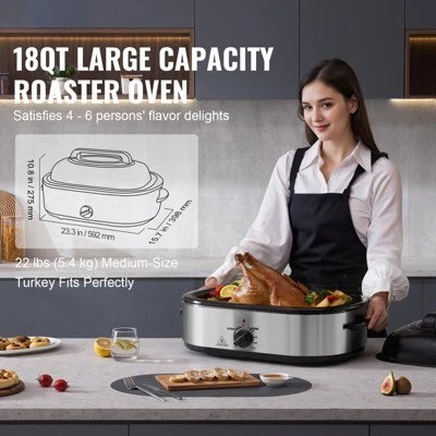 VEVOR Electric Roaster Oven, 18 QT Turkey Roaster Oven With Self-Basting Lid, 1450W Roaster Oven With Defrost & Warm Function 2 VEVOR Electric Roaster Oven, 18 QT Turkey Roaster Oven With Self-Basting Lid, 1450W Roaster Oven With Defrost & Warm Function - Image 2