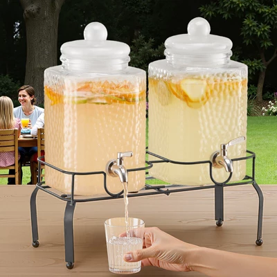 VEVOR Beverage Dispenser, 2 Pack 1.5 Gallon Drink Dispensers For Parties, Glass Juice Dispenser With Metal Stand, Stainless Steel Spigot, Clear 1 VEVOR Beverage Dispenser, 2 Pack 1.5 Gallon Drink Dispensers For Parties, Glass Juice Dispenser With Metal Stand, Stainless Steel Spigot, Clear