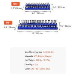 VEVOR Magnetic Socket Organizer Set, 4PCS Magnetic Socket Holder, 1/4'' & 3/8'' Metric SAE Socket Trays With Clear Labels, Hold Up To 108PCS Standard -Aesthtic Interiors GUEST 62fc6729 0394 42a6 99ee 6a99028c1624