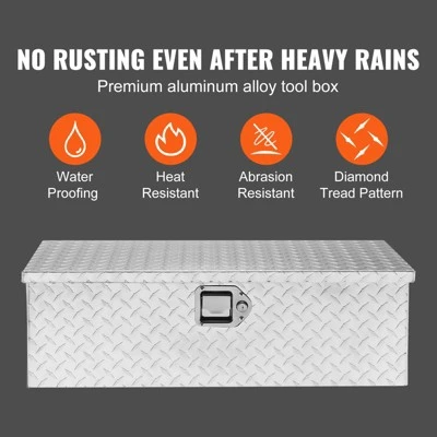 VEVOR Heavy Duty Aluminum Truck Bed Tool Box, Diamond Plate Tool Box With Side Handle And Lock Keys, Storage Tool Box Chest Box Organizer, Silver 2 VEVOR Heavy Duty Aluminum Truck Bed Tool Box, Diamond Plate Tool Box With Side Handle And Lock Keys, Storage Tool Box Chest Box Organizer, Silver - Image 2