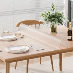 VEVOR Plastic Table Cover, 42 X 60 Inch 1.5 Mm Thick Frosted Table Protector, Rectangle PVC Desk Mat, Waterproof & Easy Cleaning, Transparent