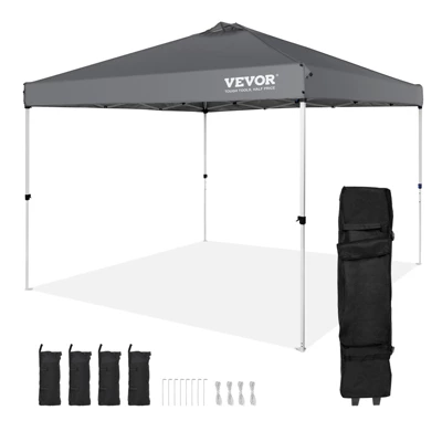VEVOR Pop Up Canopy Tent, 10 X 10 Ft, 250 D PU Silver Coated Tarp, With Portable Roller Bag And 4 Sandbags, Waterproof And Sun Shelter Gazebo 8 VEVOR Pop Up Canopy Tent, 10 X 10 Ft, 250 D PU Silver Coated Tarp, With Portable Roller Bag And 4 Sandbags, Waterproof And Sun Shelter Gazebo - Image 8