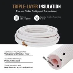 VEVOR 50FT Mini Split Line Set, 3/8" & 5/8" O.D Copper Pipes Tubing And Triple-Layer Insulation, For Mini Split Air Conditioning Refrigerant, White -Aesthtic Interiors GUEST 63f7ebcd 4a70 422b b1bb db0928196f50