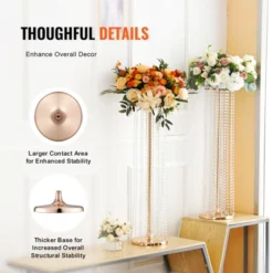 VEVOR 10PCS 35.43inchTall Crystal Wedding Flowers Stand,Luxurious Centerpieces Flower Vases Crystal Gold Vase Metal,Perfect For T-stage Wedding Party -Aesthtic Interiors GUEST 6445d454 c987 445c 9149 d82ca8b161a6