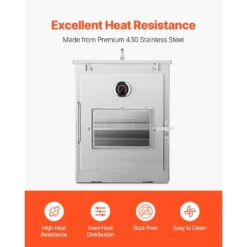 VEVOR Foldable Camping Oven, Stainless Steel Portable Camping Stove, With 3 Tier Grill, Handle And Thermometer, Use With Wood Burning Fire, Silver -Aesthtic Interiors GUEST 6445f3d4 381e 48d3 9631 eb2f6f88c998