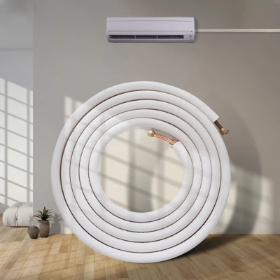 VEVOR 25FT Mini Split Line Set, 1/4" & 1/2" O.D Copper Pipes Tubing And Triple-Layer Insulation,for Air Conditioning Or Heating Pump Equipment,White 1 VEVOR 25FT Mini Split Line Set, 1/4" & 1/2" O.D Copper Pipes Tubing And Triple-Layer Insulation,for Air Conditioning Or Heating Pump Equipment,White