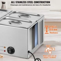 VEVOR 3-Pan Commercial Food Warmer, 17QT Electric Steam Table, 1200W Professional Countertop Stainless Steel Buffet Bain Marie -Aesthtic Interiors GUEST 64519388 dcba 4871 92bc 81bdd95ce996
