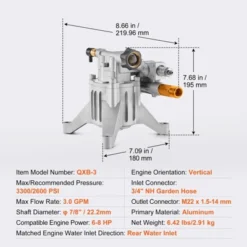 VEVOR Pressure Washer Pump, 7/8" Shaft Vertical, 3300 PSI, 3.0GPM, Replacement Power Washer Pumps Kit With 5 Nozzles,Hardware And Siphon Tube,Silver -Aesthtic Interiors GUEST 64b6bd3e 9822 42bb b26f f96b7cc98e8d