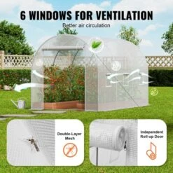 VEVOR Walk-in Tunnel Greenhouse, 9.6x6.4x6.2 Ft Hoop House Greenhouse Tunnel, Plant Hot House With Galvanized Steel Frame, White PE Cover -Aesthtic Interiors GUEST 64bb4ea7 ab32 4b29 8bd3 3efbd80c217f