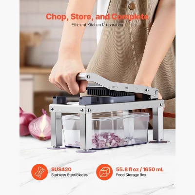 VEVOR Vegetable Chopper Mandoline Slicer, All-in-1 Food Veggie Cutter With 9 Stainless Steel Blades, Cheese Grater Onion Potato Dicer, Silver 2 VEVOR Vegetable Chopper Mandoline Slicer, All-in-1 Food Veggie Cutter With 9 Stainless Steel Blades, Cheese Grater Onion Potato Dicer, Silver - Image 2