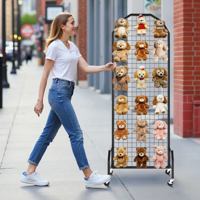 VEVOR 2 Packs Grid Wall Panels, 1.9 X 5.4 Ft Wire Grid Panels Display Rack, Movable Art Display Shelf With Wheels And 20 Hooks, Black 1 VEVOR 2 Packs Grid Wall Panels, 1.9 X 5.4 Ft Wire Grid Panels Display Rack, Movable Art Display Shelf With Wheels And 20 Hooks, Black