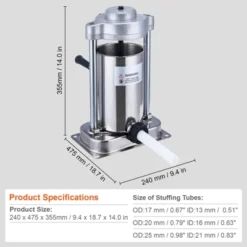 VEVOR Manual Sausage Stuffer, 2 L / 5 LBS Vertical Sausage Machine With G-type Clamp, Food-Grade 304 Stainless Steel Barrel, Silver -Aesthtic Interiors GUEST 65633de5 e9f8 4060 8a2c f47fc7754ce4
