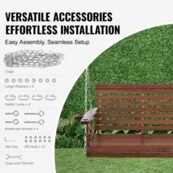VEVOR Wooden Porch Swing 5.5 Ft, Patio Bench Swing For Courtyard & Garden, Upgraded 880 Lbs Strong Load Capacity -Aesthtic Interiors GUEST 659afeb5 65a3 4a61 827f 14712fc1ef1d