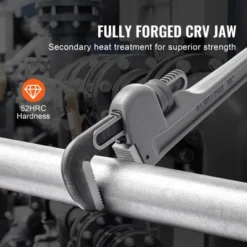 VEVOR 3-Piece Pipe Wrench Set, 10" 14" 18" Aluminum Straight Pipe Wrench, Adjustable Plumbing Wrench, With High Strength Jaw, Silver -Aesthtic Interiors GUEST 65cc8be5 c26b 4065 a27a 6646f5452584