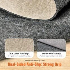 VEVOR - Slip-Resistant Rug Pad - Protective Cushioning Carpet Pad - 9' X 12' - 1/4"Thick - Dual Surface - Polyester Felt + Latex - Gray 9 VEVOR - Slip-Resistant Rug Pad - Protective Cushioning Carpet Pad - 9' X 12' - 1/4"Thick - Dual Surface - Polyester Felt + Latex - Gray -Aesthtic Interiors GUEST 65e4948a 0d6b 45bb 9653 641b29b049e6