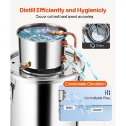 VEVOR Alcohol Still, 5 Gal / 19 L Stainless Steel Water Alcohol Distiller With Copper Coil, Home Brewing Refining Fermentation Kit, Silver 12 VEVOR Alcohol Still, 5 Gal / 19 L Stainless Steel Water Alcohol Distiller With Copper Coil, Home Brewing Refining Fermentation Kit, Silver -Aesthtic Interiors GUEST 661c0926 52b0 42a3 b004 0ec32faad729