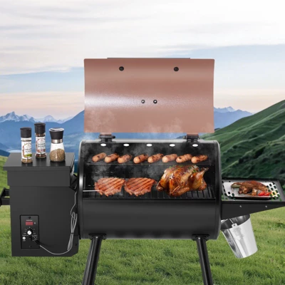 VEVOR Wood Pellet Grill Smoker, 8 In 1 BBQ Grills For Outdoor Cooking, 456 Square Inches Cook Area Electric Grill, 500°F Max Temperature, Black 1 VEVOR Wood Pellet Grill Smoker, 8 In 1 BBQ Grills For Outdoor Cooking, 456 Square Inches Cook Area Electric Grill, 500°F Max Temperature, Black