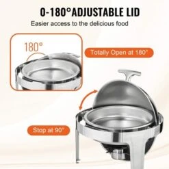 VEVOR Roll Top Chafing Dish Buffet Set, 6 Qt 2 Pack, Stainless Steel Chafer With 2 Full Size Pans, Round Catering Warmer Server 11 VEVOR Roll Top Chafing Dish Buffet Set, 6 Qt 2 Pack, Stainless Steel Chafer With 2 Full Size Pans, Round Catering Warmer Server -Aesthtic Interiors GUEST 665ff277 a275 4f78 8fb2 8a3e9a358835