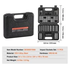 VEVOR 3/8" Drive Impact Socket Set, 11 Piece Deep Socket Set SAE 5/16"-1", 6 Point CR-V Alloy Steel For Auto Repair, Easy-to-Read Size Markings 14 VEVOR 3/8" Drive Impact Socket Set, 11 Piece Deep Socket Set SAE 5/16"-1", 6 Point CR-V Alloy Steel For Auto Repair, Easy-to-Read Size Markings -Aesthtic Interiors GUEST 6666bce6 9c82 4964 a3c6 eedc7db81fd6