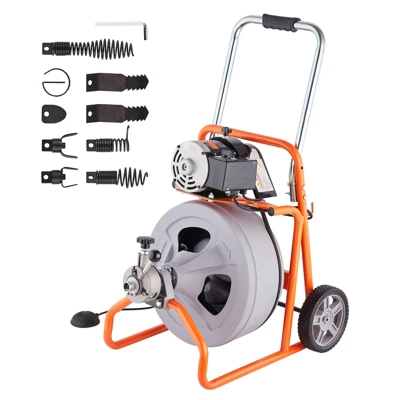 VEVOR Drain Cleaner Machine 75FT X 1/2 Inch, Auto Feed Sewer Snake Drain Auger On Wheels, Portable Drain Cleaning Machine, Gray 8 VEVOR Drain Cleaner Machine 75FT X 1/2 Inch, Auto Feed Sewer Snake Drain Auger On Wheels, Portable Drain Cleaning Machine, Gray - Image 8