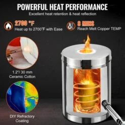 VEVOR 6KG Propane Melting Furnace Kit, Large Capacity Foundry Home Kilns, With Crucible & Tongs Kiln, Stainless Steel Smelter -Aesthtic Interiors GUEST 66d49c2b 0d38 43da 87b8 e653081db70e