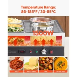 VEVOR Electric Soup Warmer, Two 6.34QT Pots & Three 1/3 Pans, Stainless Steel Food Warmer With 86~185°F Adjustable Temp, 1500W Bain Marie, Silver 10 VEVOR Electric Soup Warmer, Two 6.34QT Pots & Three 1/3 Pans, Stainless Steel Food Warmer With 86~185°F Adjustable Temp, 1500W Bain Marie, Silver -Aesthtic Interiors GUEST 6705ca3e e2ee 47fb 80cc 4339e6a2e97c