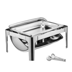 VEVOR Roll Top Chafing Dish Buffet Complete Set, 9Qt Stainless Steel Chafer With Full Size Pan, Rectangle Catering Warmer Server, Silver -Aesthtic Interiors GUEST 674da577 b72c 48f1 9548 2d7b1fe458f5