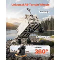 VEVOR Collapsible Folding Wagon, 550lb Load & 220L, 2 In 1 Foldable Wagon Cart Converts To Bench, Utility Wagon With Adjustable Handle, Beige -Aesthtic Interiors GUEST 67db38e0 3600 474b 995f 50ee4bd7dbfb