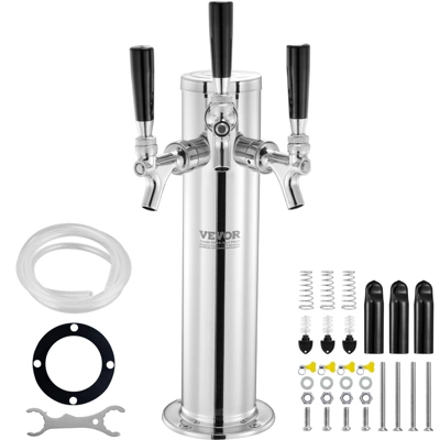 VEVOR Triple Taps Draft Beer Tower Dispenser, Stainless Steel Keg Beer Tower, Kegerator Tower Kit With Pre-Assembled Tubing 8 VEVOR Triple Taps Draft Beer Tower Dispenser, Stainless Steel Keg Beer Tower, Kegerator Tower Kit With Pre-Assembled Tubing - Image 8