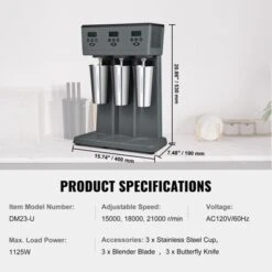 VEVOR Milkshake Maker, 375W X 3 Electric Milkshake Machine, Commercial Triple Heads Drink Mixer Blender, Intelligent Microswitch, Gray 14 VEVOR Milkshake Maker, 375W X 3 Electric Milkshake Machine, Commercial Triple Heads Drink Mixer Blender, Intelligent Microswitch, Gray -Aesthtic Interiors GUEST 68ed1783 4496 435b a53a f479645af954