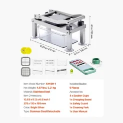 VEVOR Vegetable Chopper Mandoline Slicer, All-in-1 Food Veggie Cutter With 9 Stainless Steel Blades, Cheese Grater Onion Potato Dicer, Silver 14 VEVOR Vegetable Chopper Mandoline Slicer, All-in-1 Food Veggie Cutter With 9 Stainless Steel Blades, Cheese Grater Onion Potato Dicer, Silver -Aesthtic Interiors GUEST 69890595 b064 4614 9497 c911dd49ef64
