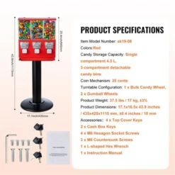 VEVOR Commercial Vending Machine, Triple Compartment Candy Dispenser With Iron Stand, Gumball And Candy Machine For Business, Red 14 VEVOR Commercial Vending Machine, Triple Compartment Candy Dispenser With Iron Stand, Gumball And Candy Machine For Business, Red -Aesthtic Interiors GUEST 69f577a2 8294 4203 88ae 6445eae41227