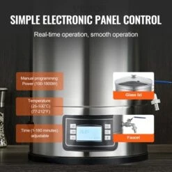 VEVOR Electric Brewing System, 8 GALLON Brewing Stock Pot, 304 Stainless Steel Brewing Supplies With Panel, Includes Glass Lid, Handle, Silver -Aesthtic Interiors GUEST 6a024cdc 2ea4 4474 bf6b bb3230d4380d