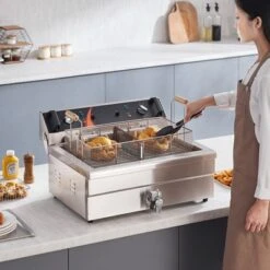 VEVOR Commercial Deep Fryer, 3000W Electric Turkey Fryer With Basket, Large Capacity 30.6Qt / 29L Countertop Single Oil Fryer, Stainless Steel