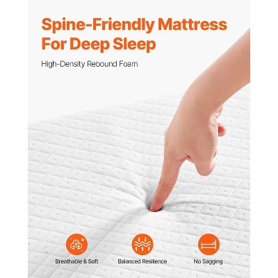 VEVOR Rollaway Bed, 38 In X 75 In Folding Bed With 4 In Mattress, Twin Size Foldable Bed With Sturdy Metal Frame & Memory Foam Mattress 4 VEVOR Rollaway Bed, 38 In X 75 In Folding Bed With 4 In Mattress, Twin Size Foldable Bed With Sturdy Metal Frame & Memory Foam Mattress - Image 4