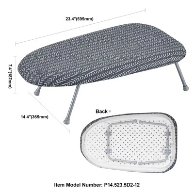VEVOR Tabletop Ironing Board 23.4 X 14.4, Small Iron Board With Heat Resistant Cover And 100% Cotton Cover, Mini Ironing Board, Gray 7 VEVOR Tabletop Ironing Board 23.4 X 14.4, Small Iron Board With Heat Resistant Cover And 100% Cotton Cover, Mini Ironing Board, Gray - Image 7
