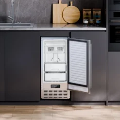 VEVOR Undercounter Built-in Ice Maker, 66 Lbs/Day Under Counter Nugget Ice Maker Machine With Reversible Door Stainless Steel, Silver