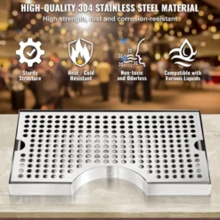 VEVOR Kegerator Beer Drip Tray, 304 Stainless Steel Keg Drip Trays With 4 Non-Slip Rubber Pads And Detachable Cover -Aesthtic Interiors GUEST 6c18e4b9 780a 4500 8419 df9adc81eb16