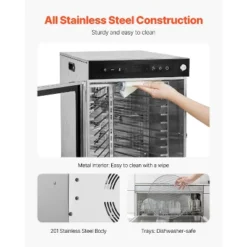 VEVOR Rotary Food Dehydrator Machine, 12 Stainless Steel Trays, 800W Electric Food Dryer With Adjustable Temperature & 24-Hour Timer, Silver -Aesthtic Interiors GUEST 6c4de7e3 01a6 4d5d a3e9 f1ec48c9da06
