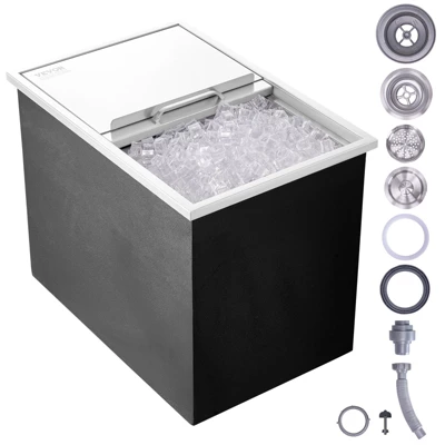 VEVOR Drop In Ice Chest, 27"L X 18"W X 21"H Stainless Steel Ice Cooler, Commercial Ice Bin With Sliding Cover, 40.9 Qt Outdoor Kitchen Ice Bar 8 VEVOR Drop In Ice Chest, 27"L X 18"W X 21"H Stainless Steel Ice Cooler, Commercial Ice Bin With Sliding Cover, 40.9 Qt Outdoor Kitchen Ice Bar - Image 8