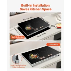 VEVOR Induction Cooktop, 6600W Electric Countertop Burner,4 Burner Knob Control Stove,Built-in Induction Cooktop With 12 Temperature Settings, Black -Aesthtic Interiors GUEST 6c5d7c38 6980 4048 bae6 217d23747d06