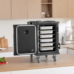 VEVOR Insulated Food Pan Carrier, 95 Qt Hot Box For Catering, Food Box Carrier With Buckle, Front Loading Food Warmer With Handles