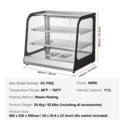 VEVOR 2-Tier Commercial Food Warmer Display, 850W Food Display Warmer W/ Tempered Glass And Steam Heating, Temperature Control, 111L Large Capacity -Aesthtic Interiors GUEST 6cdbe6b3 30b6 4166 b441 a0ffd1e4ff49